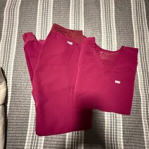 Figs Bold Pink Scrub Top